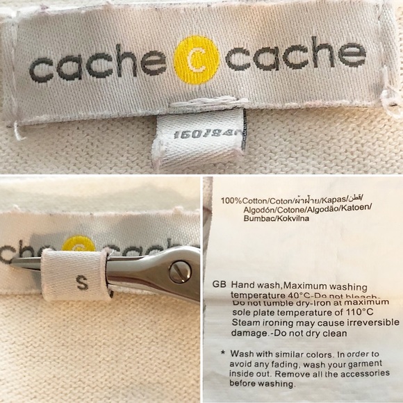 CACHE CACHE White & Red Striped Button Down Quarter Sleeve Cardigan Sweater Sm - Picture 12 of 13